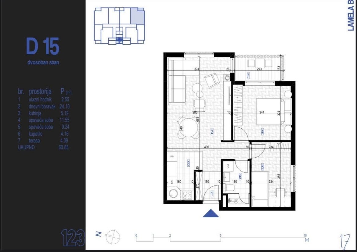 Two-bedroom apartment under construction in Zabjelo, Podgorica, for sale