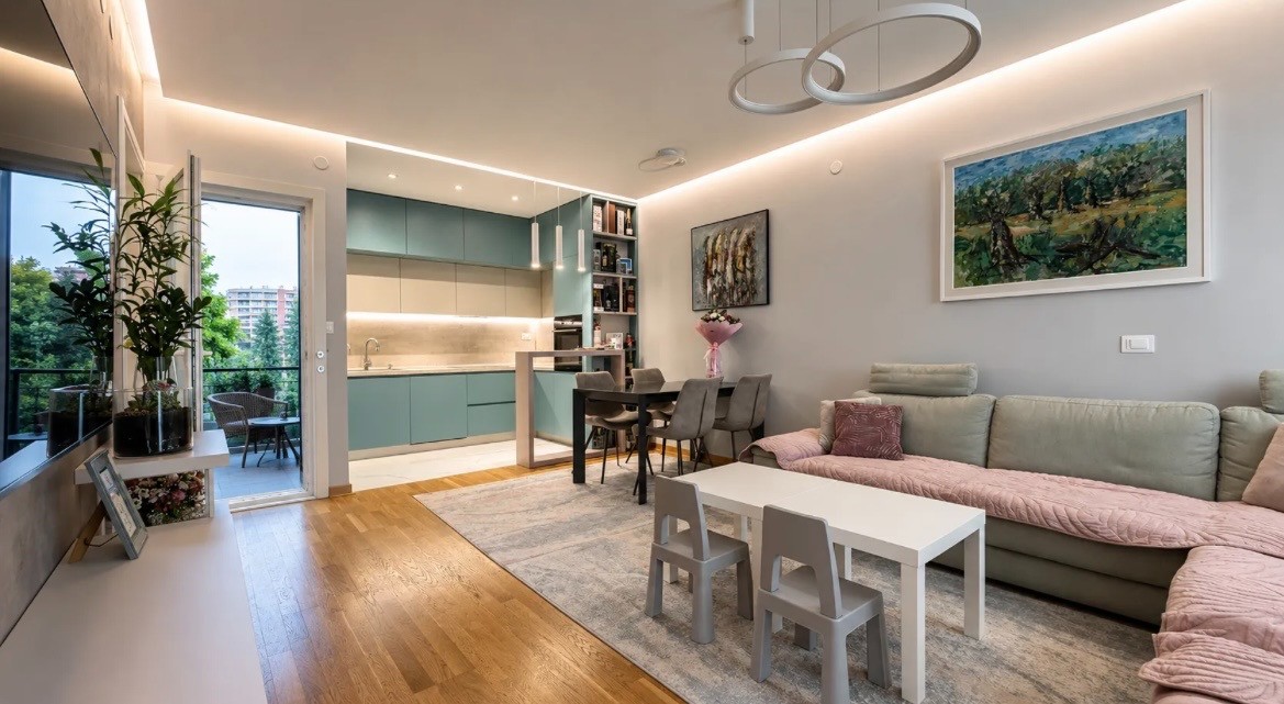 A luxuriously furnished two-room apartment with a garage is for sale, City Kej, Podgorica