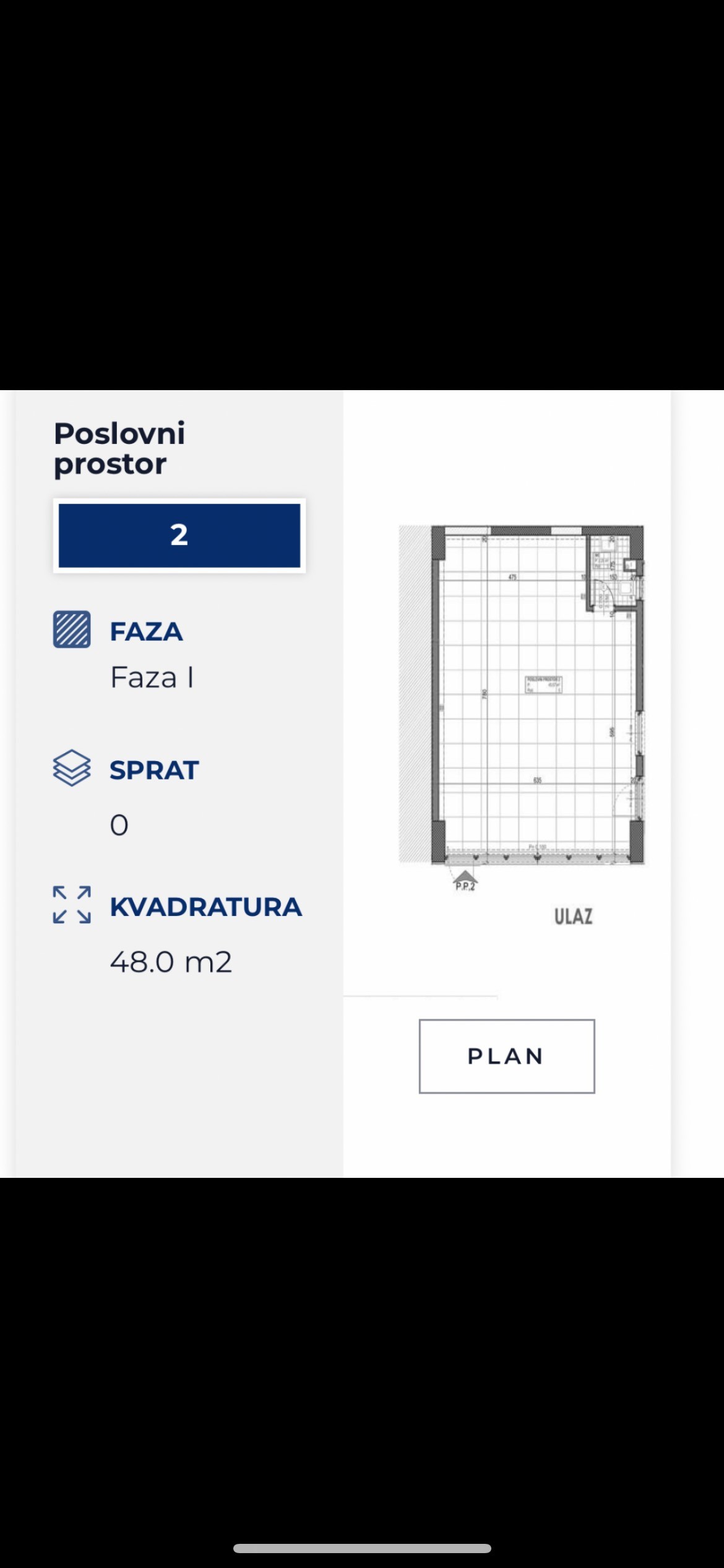 Office space 48m2 for rent in Zabjelo