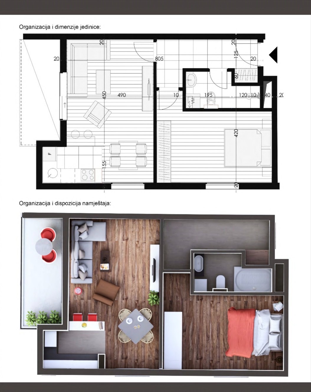 Prodaje se jednosoban stan u izgradnji u novoj zgradi, Momisici, Podgorica 