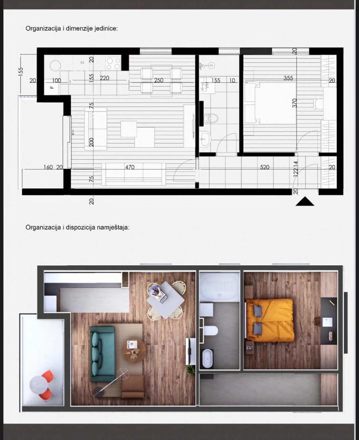 One-room apartment for sale under construction in a new building, Momisica, Podgorica